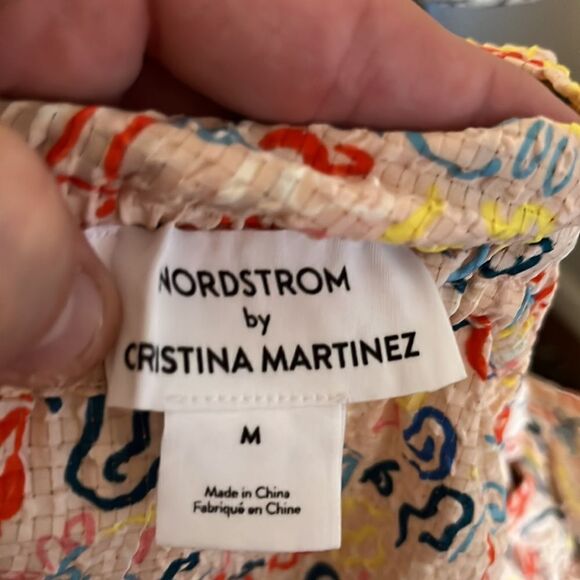 Nordstrom By Cristina Martinez Poet Print Textured Top Cottage Core Boho Modern - Picture 9 of 12